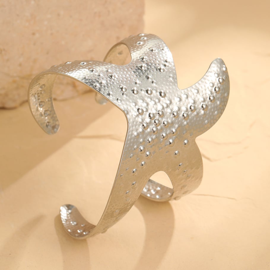 Pulseras de mujer con forma de estrella de mar y concha ancha estilo resort Imagen5