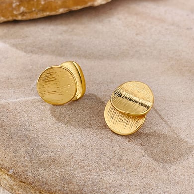 1 paio di orecchini a bottone casual da donna in acciaio inossidabile color oro h5 Immagine5