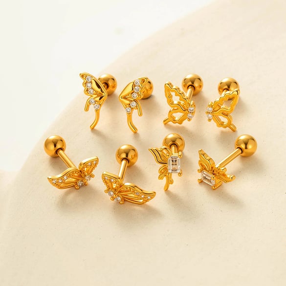 Flügel Kupfer Gold Farbe Zirkon Piercings Ohrringe