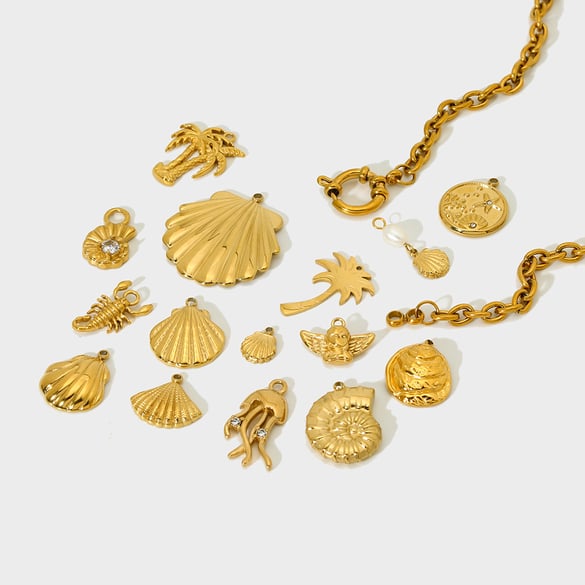 1 paire de pendentifs unisexes en acier inoxydable couleur or, série classique, motif tortue rétro