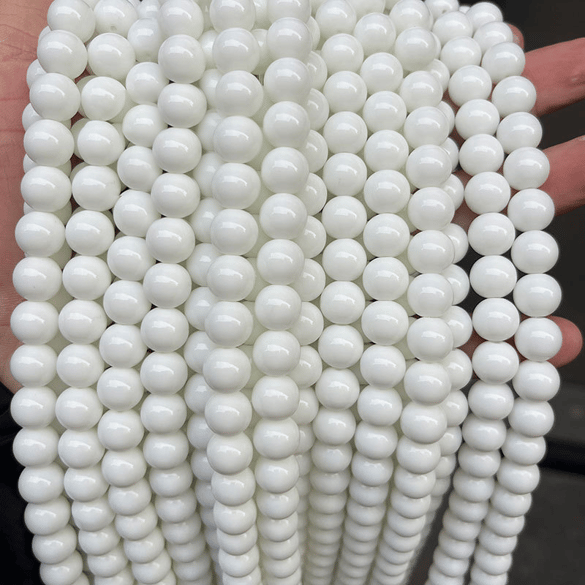 1 chaîne de perles de verre blanches annulaires quotidiennes