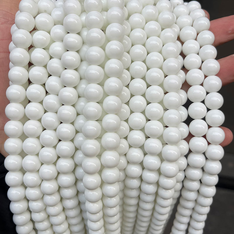 1 Strang täglich ringförmige weiße Glasperlen Schmuckperlen Bild2