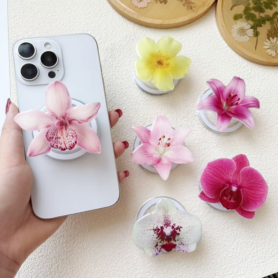 1 Çift Basit Seri Tatlı Çiçek Akrilik Telefon Kılıfları Resim5