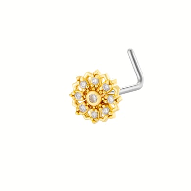 1 pièce de clou de nez pour femme en forme de fleur éblouissante, couleur cuivre et or, zircon h5 