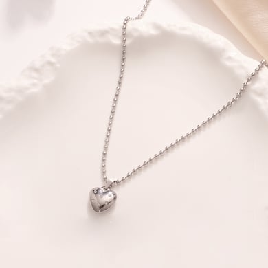 Minimalist Kalp Paslanmaz Çelik Gümüş Renkli Kadın Kolye Uçları h5 Resim6