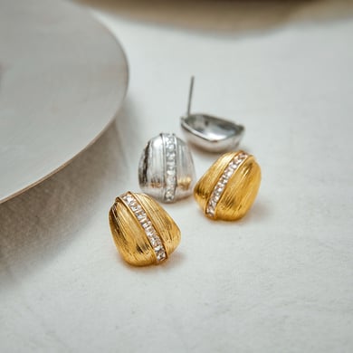 Retro Stainless Steel  Gold Color Stud Earrings h5 Picture4