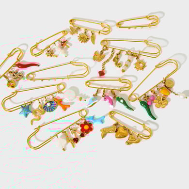 1 paio di spille in acciaio inossidabile color oro con motivo floreale giornaliero della serie lussuosa h5 Immagine3