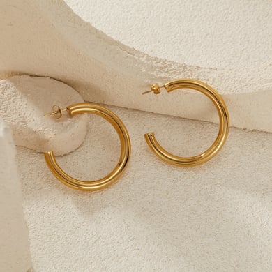 1 Paar Simple Series Tägliche geometrische Edelstahl Goldfarbene Damen-Ohrstecker h5 Bild4
