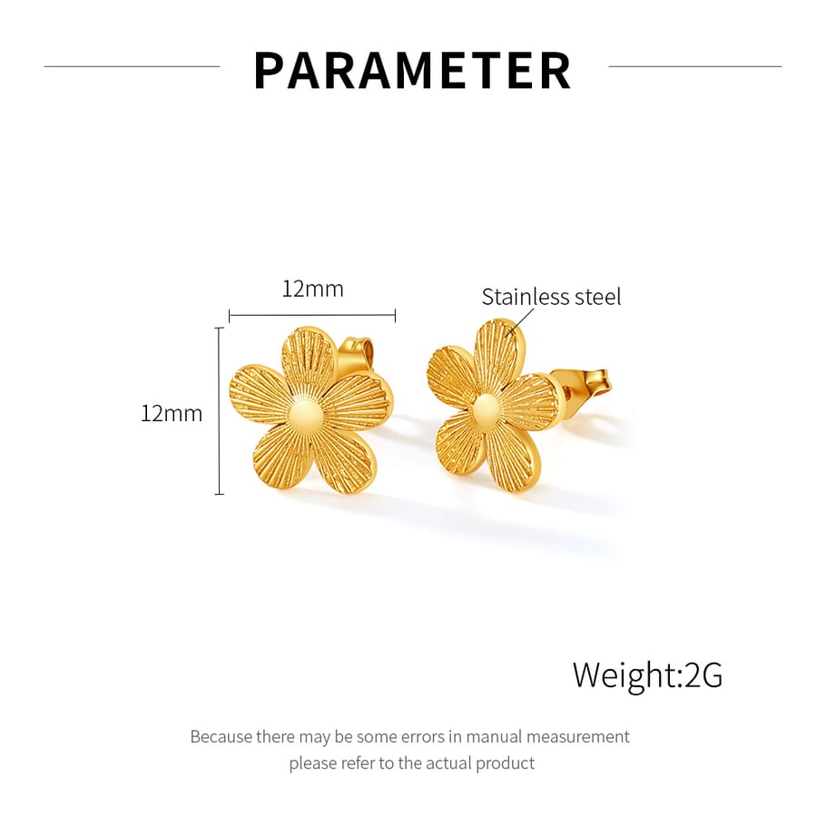 1 Paar Simple Series Daily Flower Edelstahl Goldfarben Damen Ohrstecker Bild2