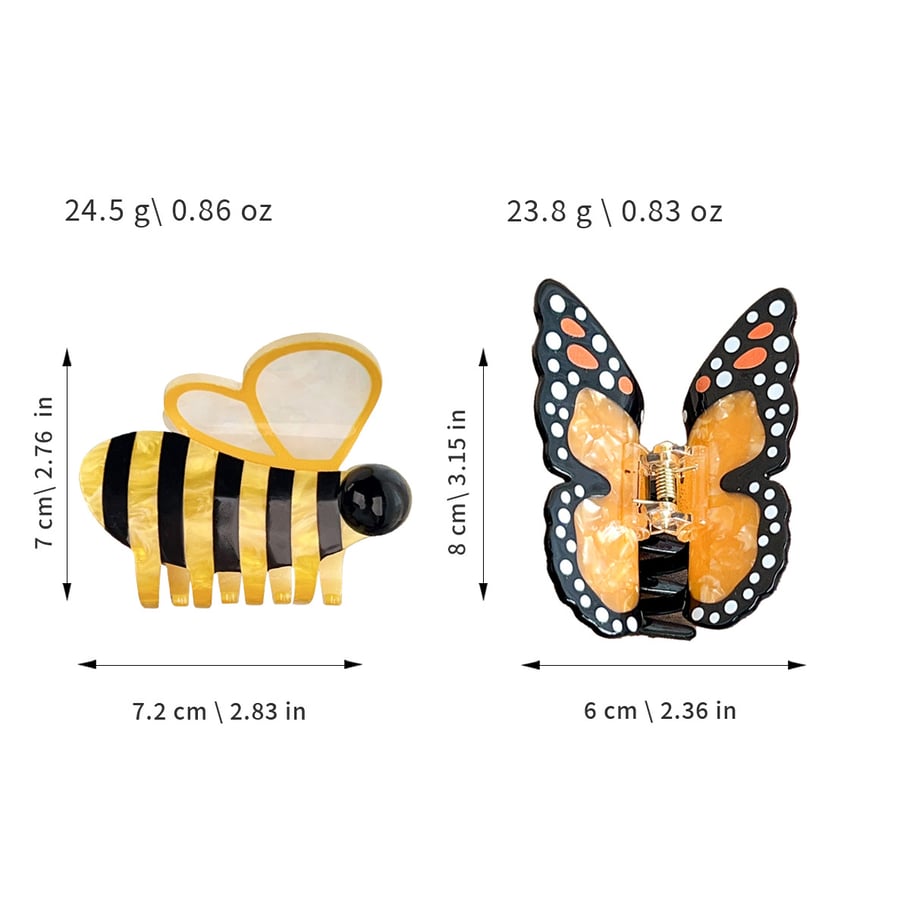 1 pince à cheveux en PVC pour femme, motif papillon et abeille Image5