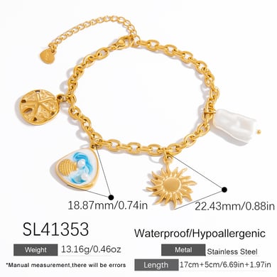 Einfache Shell Edelstahl Gold Farbe Künstliche Perle frauen Charm Armbänder h5 