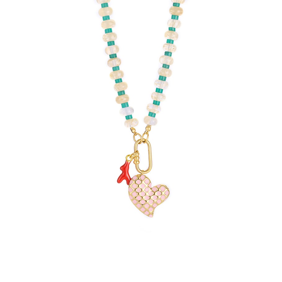 1 Paar romantische Serie Sweet Heart Edelstahl Gold Farbe Damen Anhänger Halsketten 