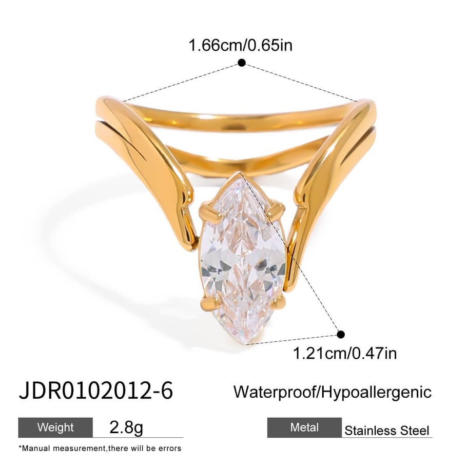 Simple Stainless Steel Gold Color Gemstone Rings h5Picture2