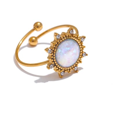 1 Paar elegante geometrische Statement-Ringe aus Edelstahl der Luxuriöse Serie in Goldfarbe h5 Bild5