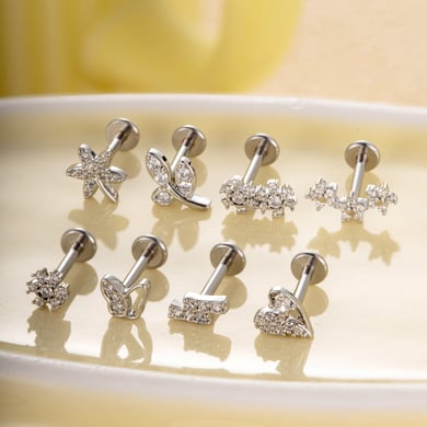 1 paire de boucles d&#39;oreilles piercing pour femme en forme de cœur simple, couleur cuivre et or, zircone h5 Image6