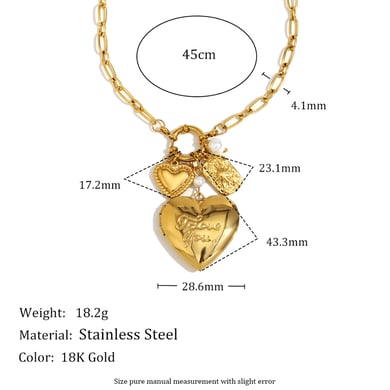 Collane da donna in acciaio inossidabile dorato con ciondolo a forma di cuore classico in stile lussuoso h5 Immagine2