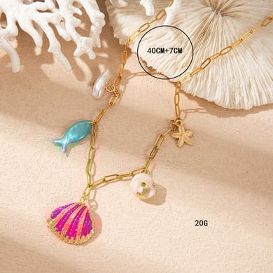Collana da donna in acciaio inossidabile con ciondolo a conchiglia della serie Ocean h5 Immagine6