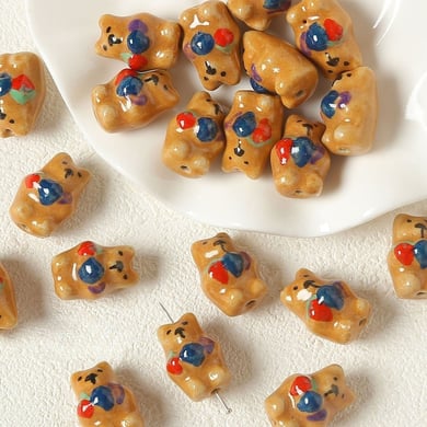1 pièce de perle en céramique en forme d&#39;animal mignon pour bijoux à faire soi-même h5 