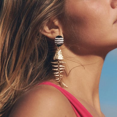 Fish Bone Alloy Drop Earrings h5 Picture2