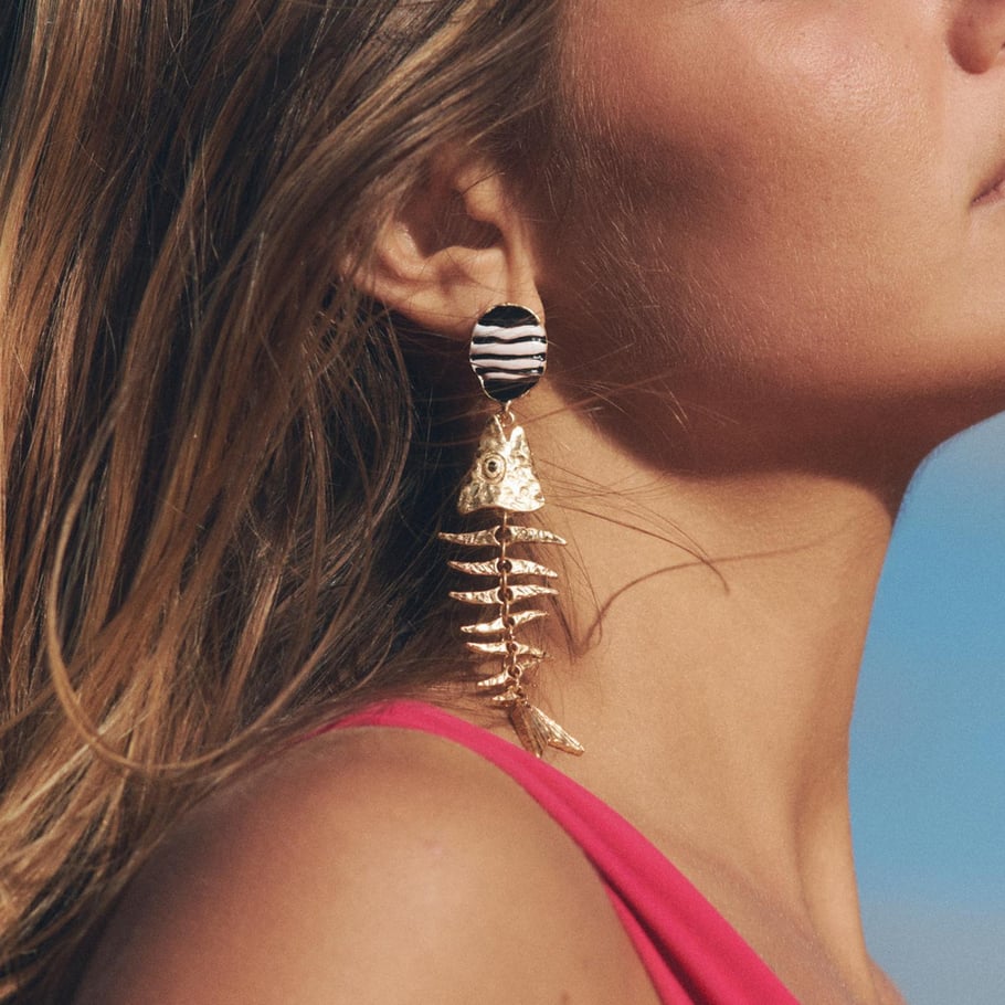 Fish Bone Alloy Drop Earrings Picture2