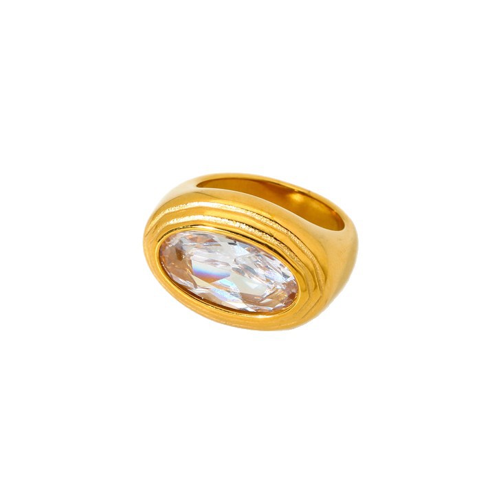Anillos geométricos de acero inoxidable dorado de lujo Imagen5