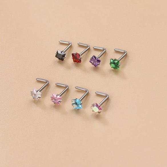 1 Paar Simple Series Simple Geometric Edelstahl Kein Beschichtungsmaterial Zirkon Damen Nasenstecker
