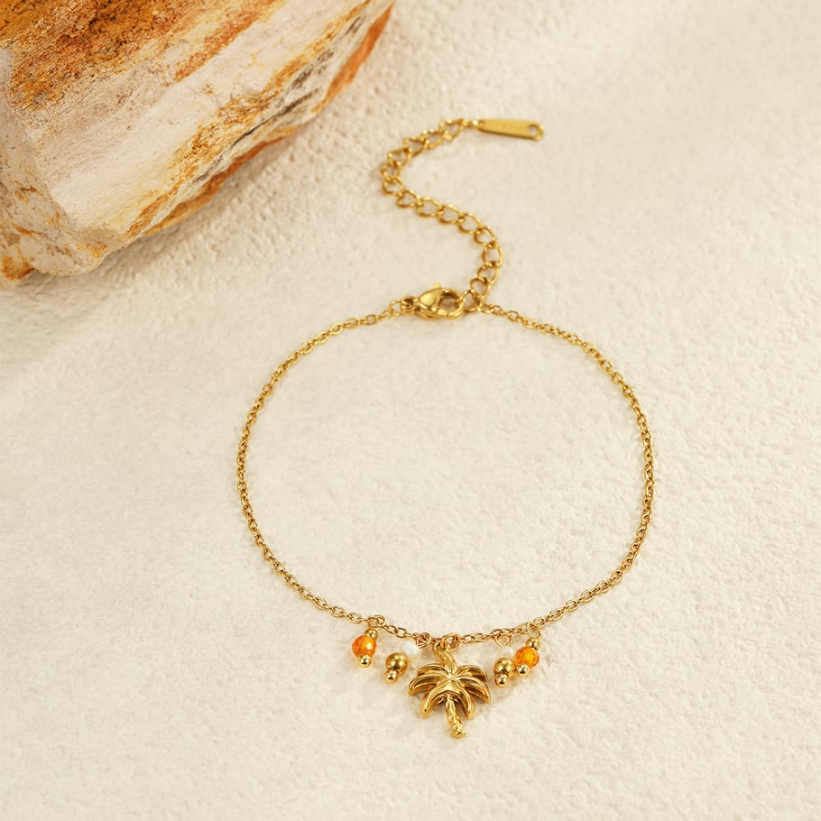 1 Paar Charm-Armbänder aus Edelstahl der Romantic Series Vacation Turtle in Goldfarbe für Damen Bild2