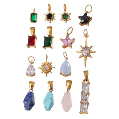 Stainless Steel Gold Color Zircon Pendants h5 Picture5