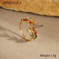 Bague feuille colorée NMSR-F728-4/Taille unique Image3