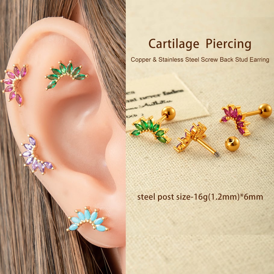 Copper Gold Color Zircon Piercings Earrings Picture5