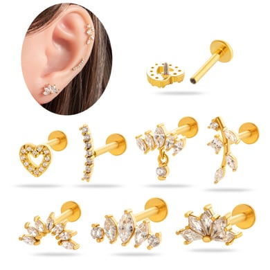 Herz Edelstahl Gold Farbe Zirkon Piercings Ohrringe h5 Bild4
