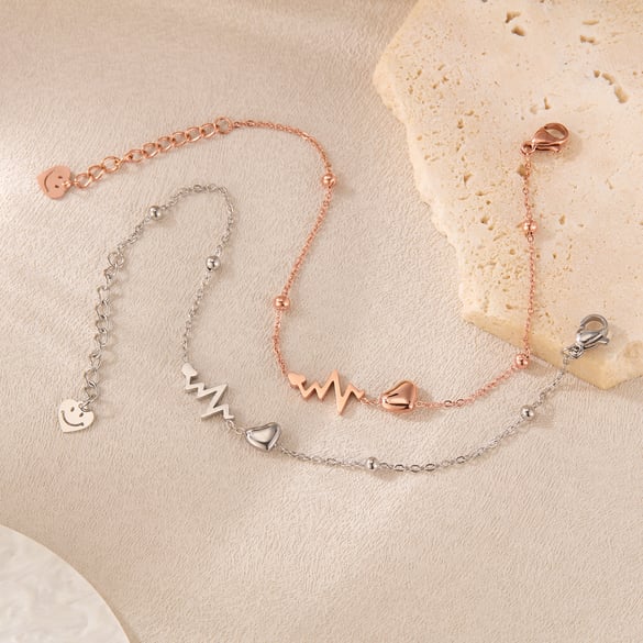 Bracelet chaîne en acier inoxydable pour femme, série Simple, motif cœur simple, 1 pièce 2