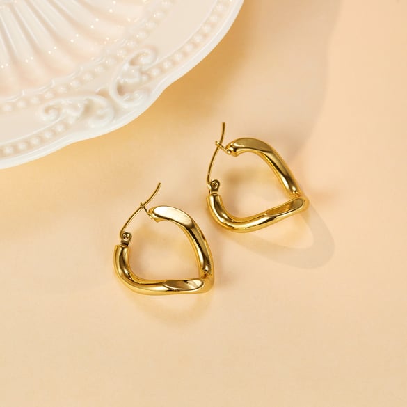 1 Pair Simple Series Sweet Geometric Stainless Steel   Gold Color  Women's Stud Earrings
