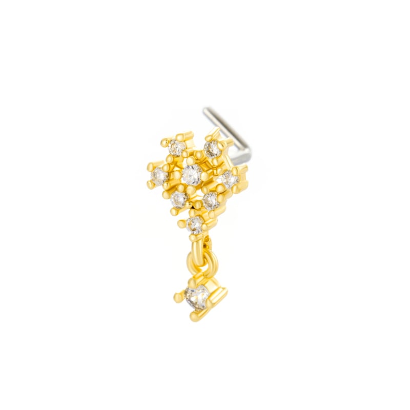 1 pièce de clou de nez en forme de fleur en cuivre doré et zircon pour femme 