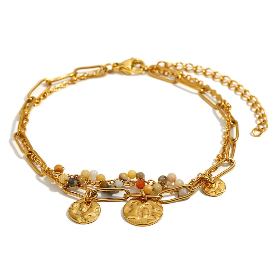 Braccialetti a catena da donna in acciaio inossidabile con perline OL della serie Romantic Immagine5