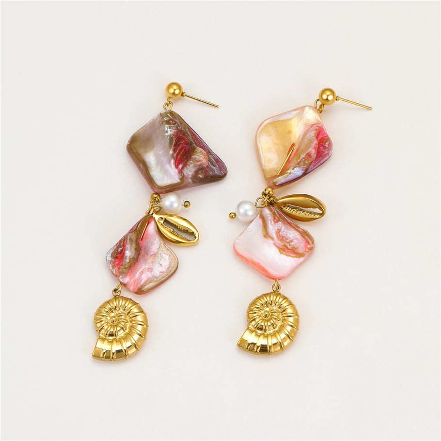 1 pieza de pendientes geométricos de acero inoxidable para mujer con diseño de vacaciones 