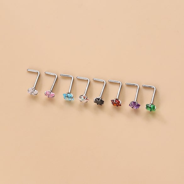 1 Paar Simple Series Simple Geometric Edelstahl Kein Beschichtungsmaterial Zirkon Damen Nasenstecker 2