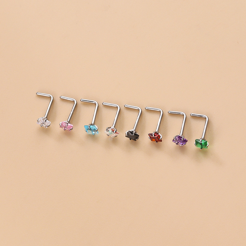 1 Paar Simple Series Simple Geometric Edelstahl Kein Beschichtungsmaterial Zirkon Damen Nasenstecker Bild3