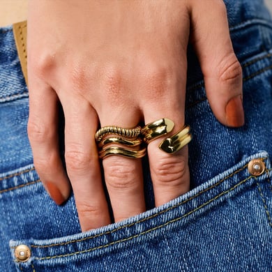 Simple Heart Stainless Steel Gold Color Minimalist Rings h5 Picture4
