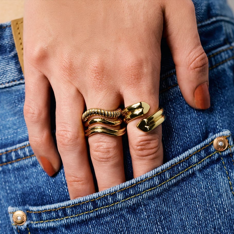 Simple Heart Stainless Steel Gold Color Minimalist Rings Picture4