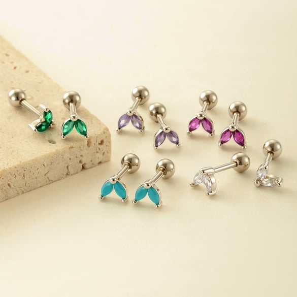 Kupfer Gold Farbe Zirkon Piercings Ohrringe 2