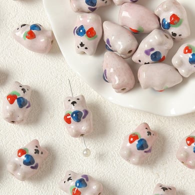 1 pièce de perle en céramique en forme d&#39;animal mignon pour bijoux à faire soi-même h5 Image4