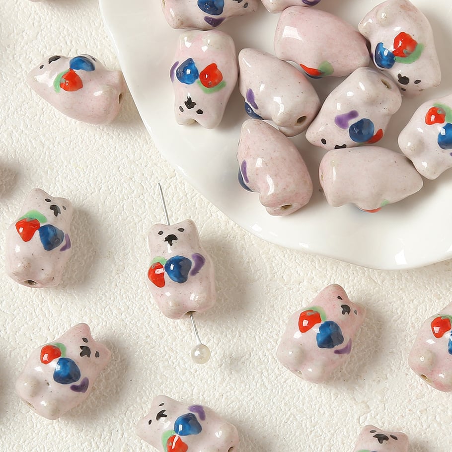 1 pièce de perle en céramique en forme d&#39;animal mignon pour bijoux à faire soi-même Image4