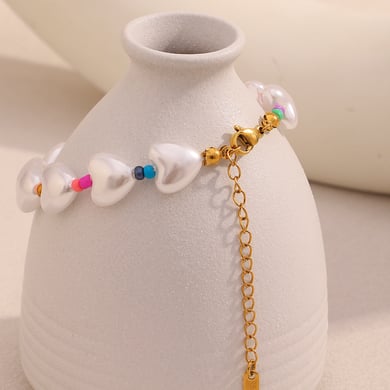 Collane con perline in acrilico a forma di cuore dolce della serie romantica da donna h5 Immagine3