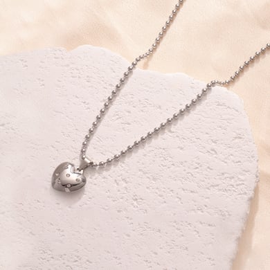 Minimalist Kalp Paslanmaz Çelik Gümüş Renkli Kadın Kolye Uçları h5 Resim3