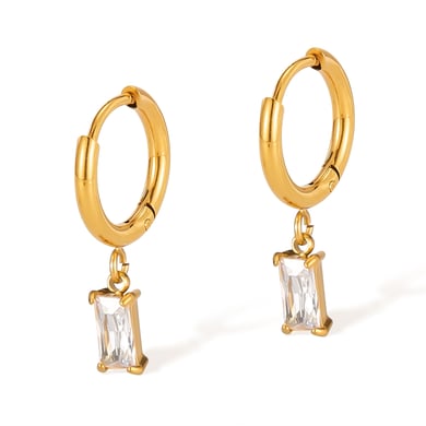 1 Paar einfache Serie täglich geometrische Edelstahl Gold Farbe Damen Tropfen Ohrringe h5 