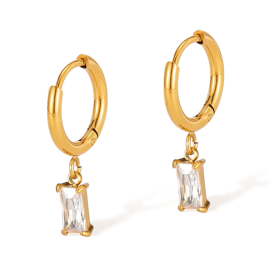 1 Paar einfache Serie täglich geometrische Edelstahl Gold Farbe Damen Tropfen Ohrringe 