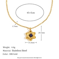 Eenvoudige natuurstenen bloemenketting - goud Afbeelding6