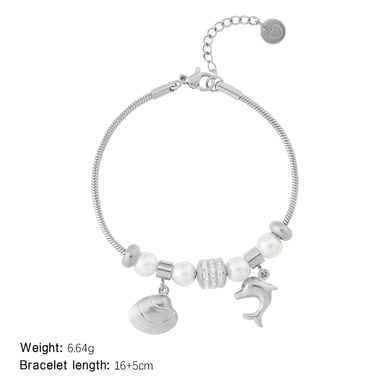 Delphin Edelstahl Gold Farbe Damen Charm Armbänder h5 Bild2