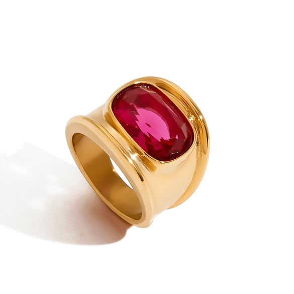Anelli retrò in acciaio inossidabile color oro con pietre preziose